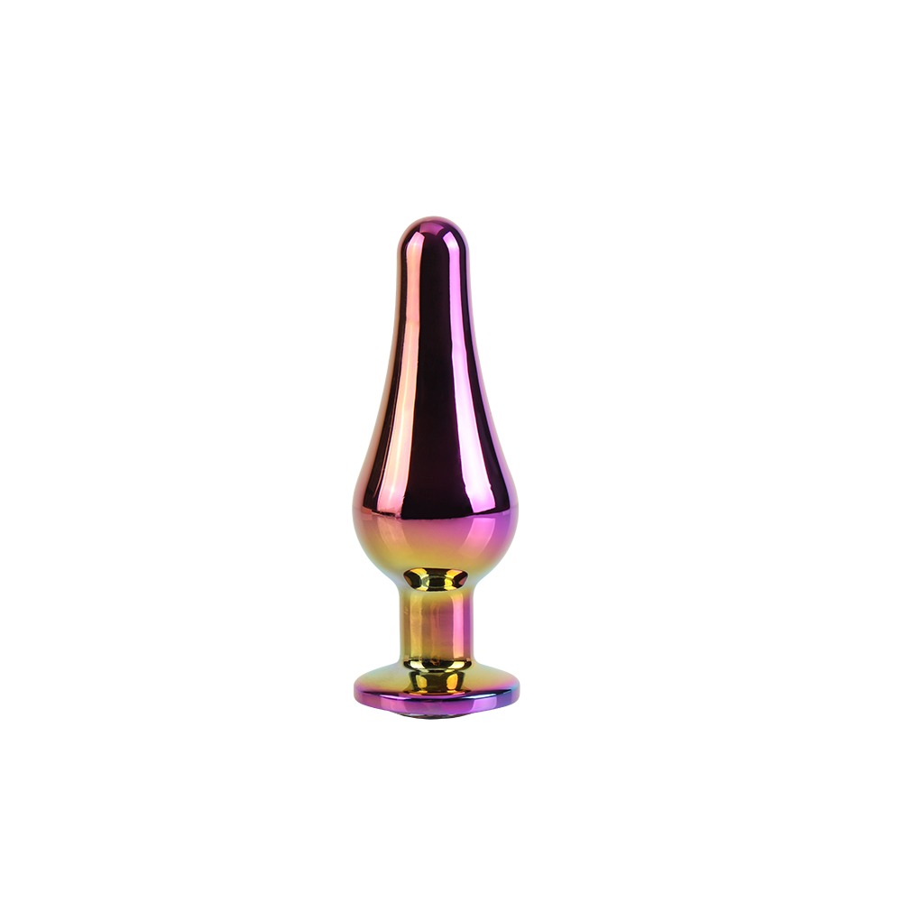 Анальная пробка классическая разноцветная CHISA MATRIX MONT с разноцветным камнем, 9.5 см, Φ3.2 см