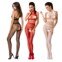 Бодистокинг Passion BS048 white, комбинезон, имитация колгот и открытого топа