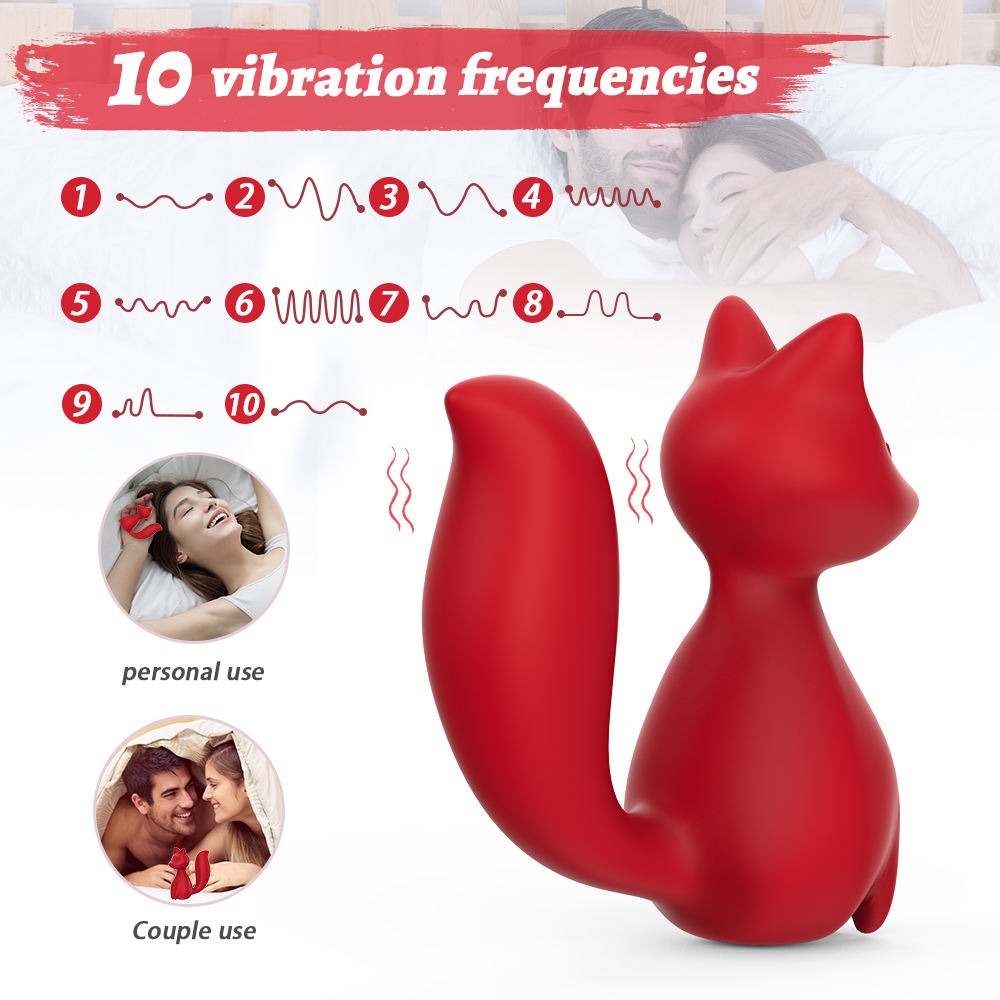 Мини-вибратор клиторальный Every Night Toys Doris в форме лисы красный, 10 режимов вибрации