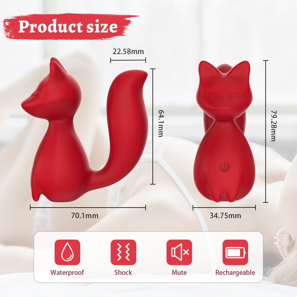 Мини-вибратор клиторальный Every Night Toys Doris в форме лисы красный, 10 режимов вибрации