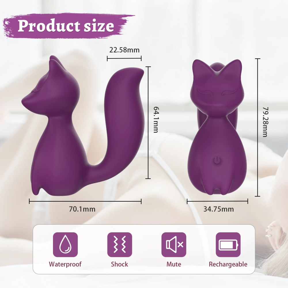 Мини-вибратор клиторальный Every Night Toys Doris в форме лисы фиолетовый, 10 режимов вибрации