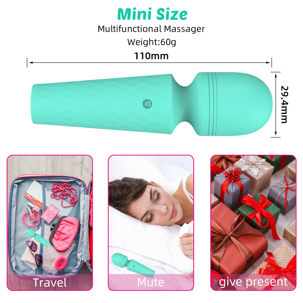 Мини-вибратор микрофон Every Night Toys Sharon бирюзовый, 10 режимов вибрации