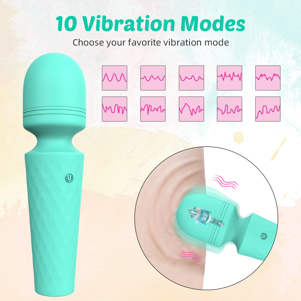 Мини-вибратор микрофон Every Night Toys Sharon бирюзовый, 10 режимов вибрации