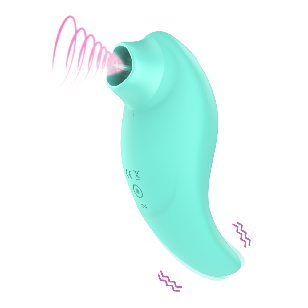 Вибратор с клиторальным стимулятором с язычком Every Night Toys Jen, зелёный, 10 режимов вибрации