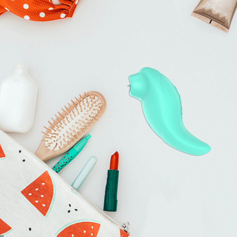 Вибратор с клиторальным стимулятором с язычком Every Night Toys Jen, зелёный, 10 режимов вибрации