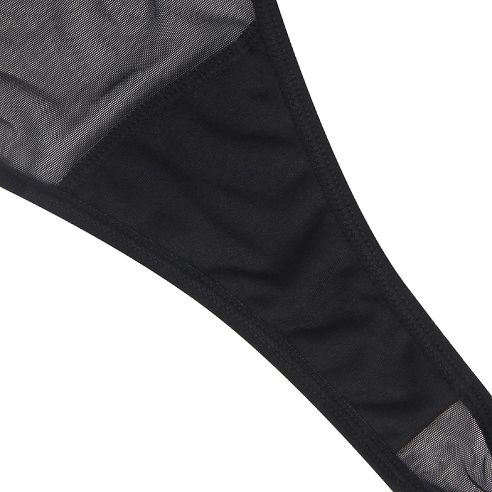 Боди полупрозрачное Star Night с бриллиантовым поясом, черное, XL-XXL