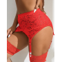 Комплект трусики с поясом для чулок StarNight, красный, XS-S