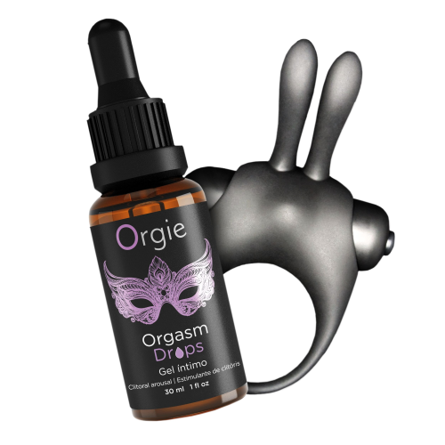 Набор эрекционное виброкольцо и капли для клитора Orgie ORGASMIC BUNNY