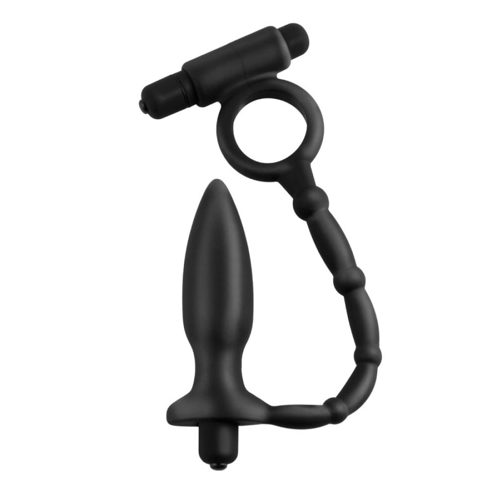 Анальная пробка с эрекционным кольцом Pipedream Anal Fantasy Collection с вибрацией, черный