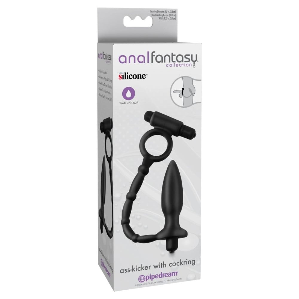 Анальная пробка с эрекционным кольцом Pipedream Anal Fantasy Collection с вибрацией, черный