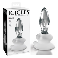 Анальный плаг стеклянный Pipedream Icicles No. 91 на силиконовой присоске, прозрачный