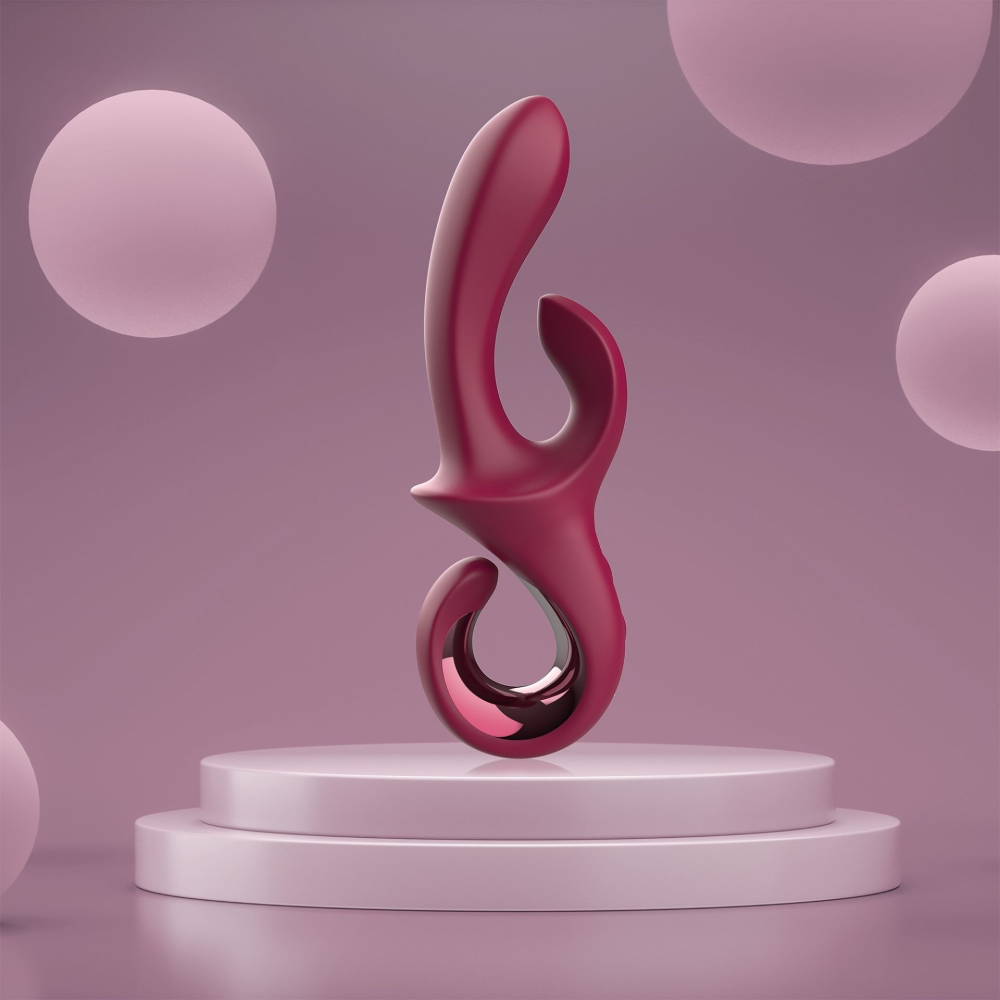 Вибратор-кролик Dreamtoys Glam Duo Vibrator с ручкой крючком, 22.7 х 4.2 см