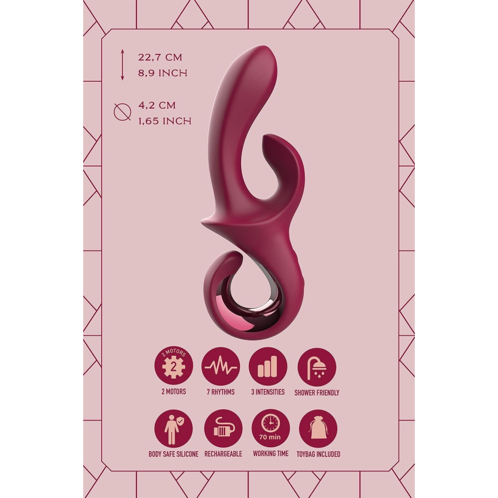 Вибратор-кролик Dreamtoys Glam Duo Vibrator с ручкой крючком, 22.7 х 4.2 см
