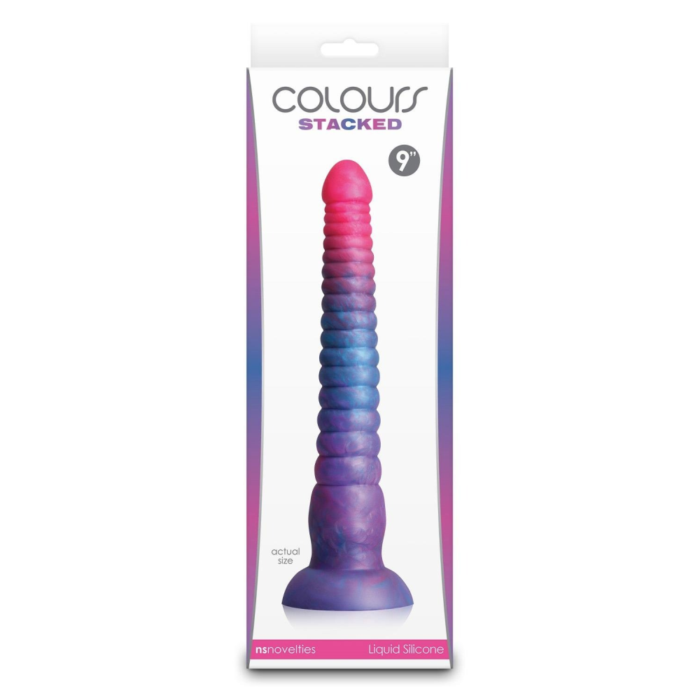 Фаллоимитатор NS Novelties Colours Stacked жидкий силикон, розово-синий, 23 см