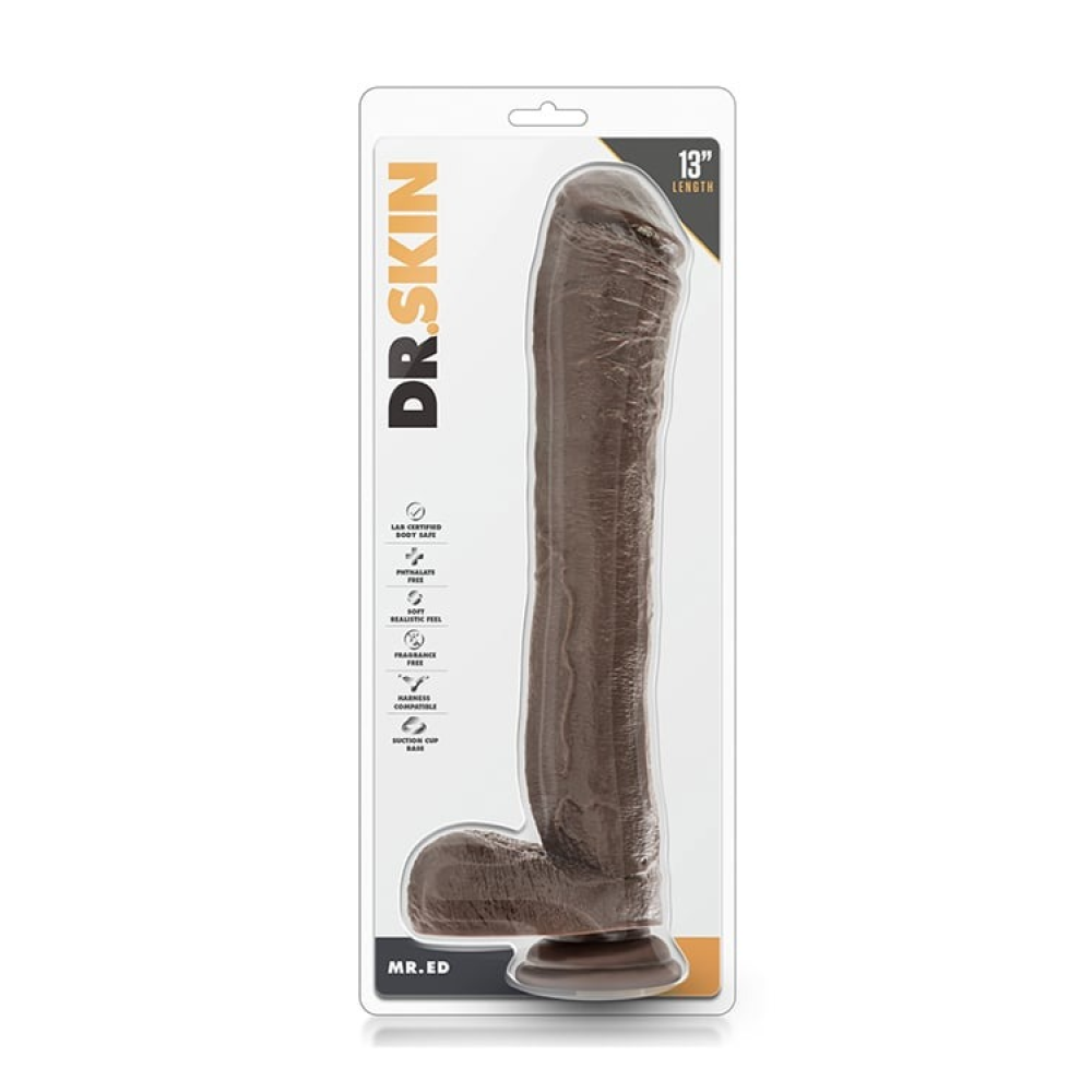 Фаллоимитатор гигант Blush Dr. Skin Mr. Ed реалистичный на присоске, коричневый, 33 см х 5.3 см