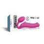 Безремневой страпон с вибрацией Strap-On-Me Vibrating Fuchsia L, диаметр 3,7 см, пульт ДУ, регулируемый