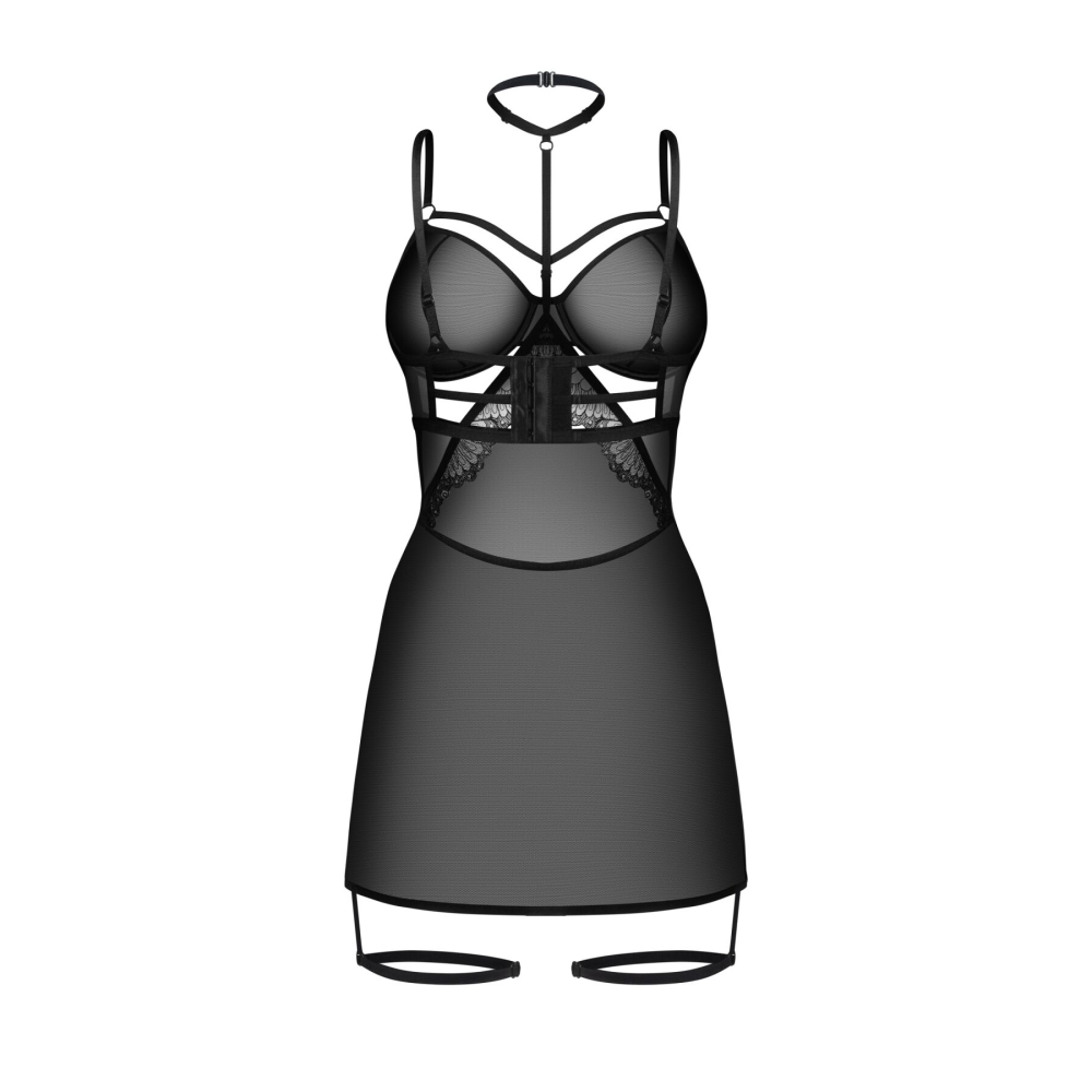 Бэби-долл Obsessive Arrowel Black chemise S/M