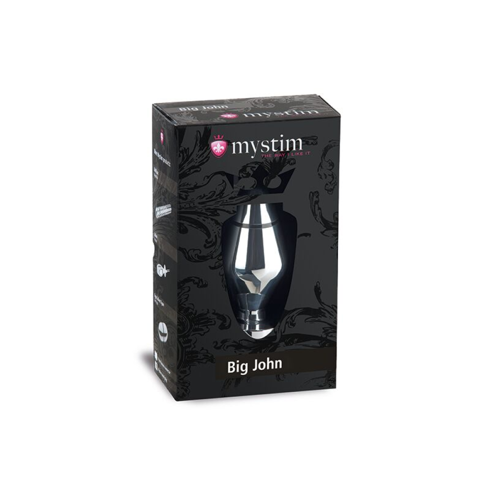 Металлическая анальная пробка Mystim Big John для электростимулятора, диаметр 6,5 см