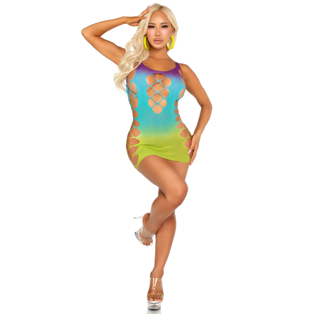 Платье Leg Avenue Seamless Ombre Faux Lace Up Mini Dress One Size Ocean