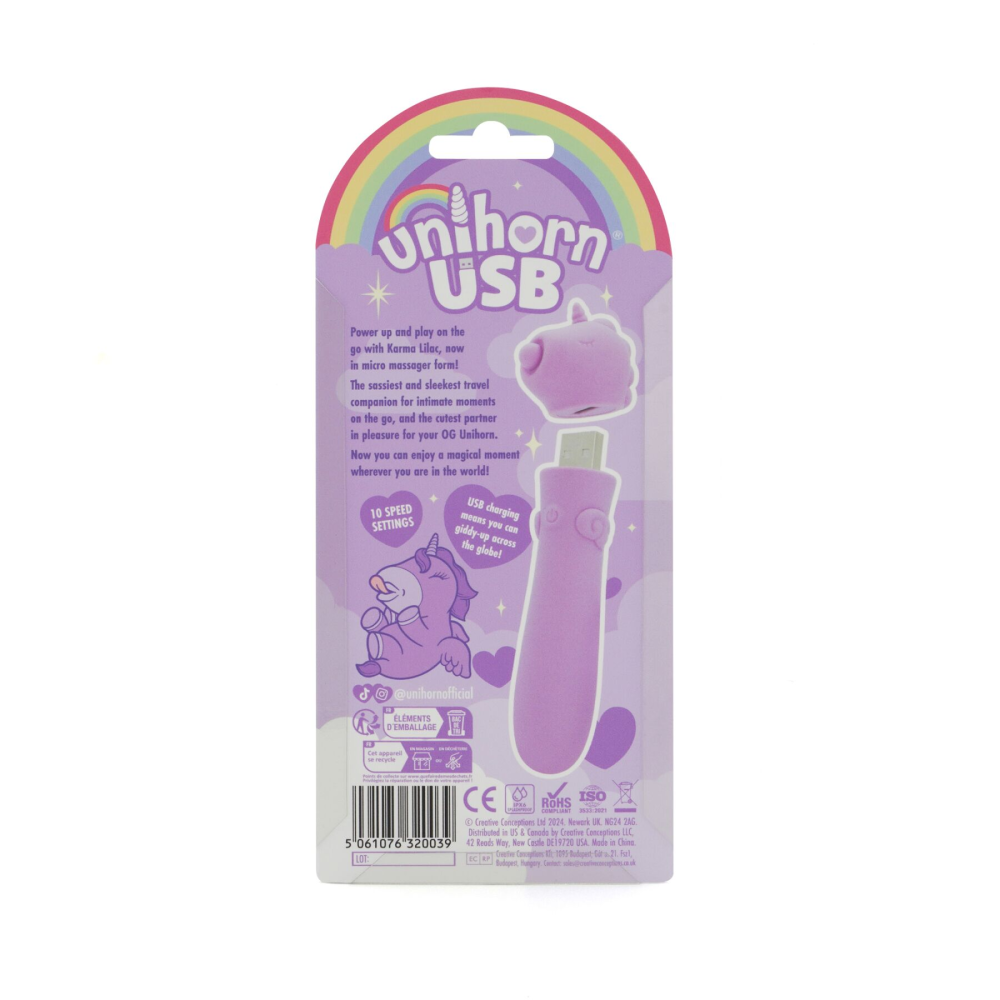 Вибратор-единорожка Unihorn USB Bullet - Karma Lilac, вибропуля, USB зарядка