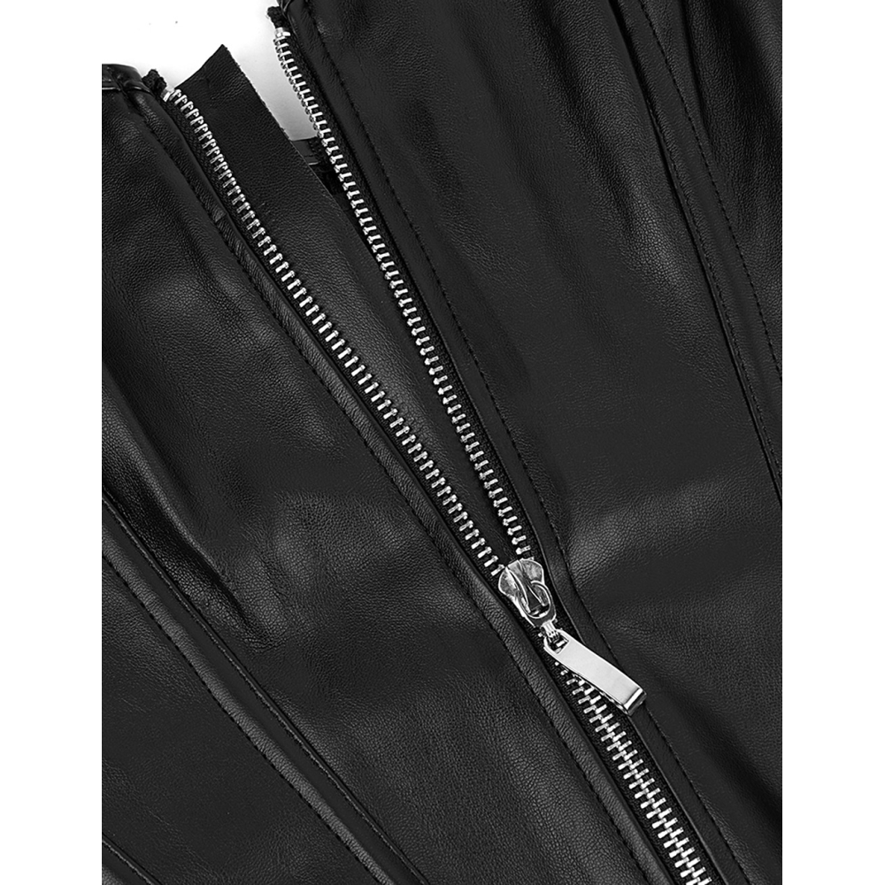 Корсет с застежкой молнией Star Night Sexy Leather и шнуровкой, черный, XS (без коробки)