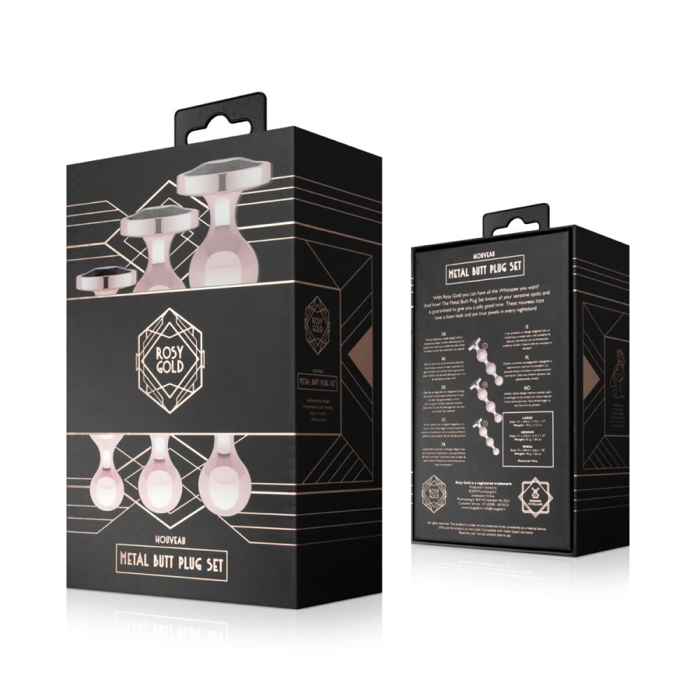 Набор анальных игрушек Rosy Gold - Metal Butt Plug Set 3 Pieces