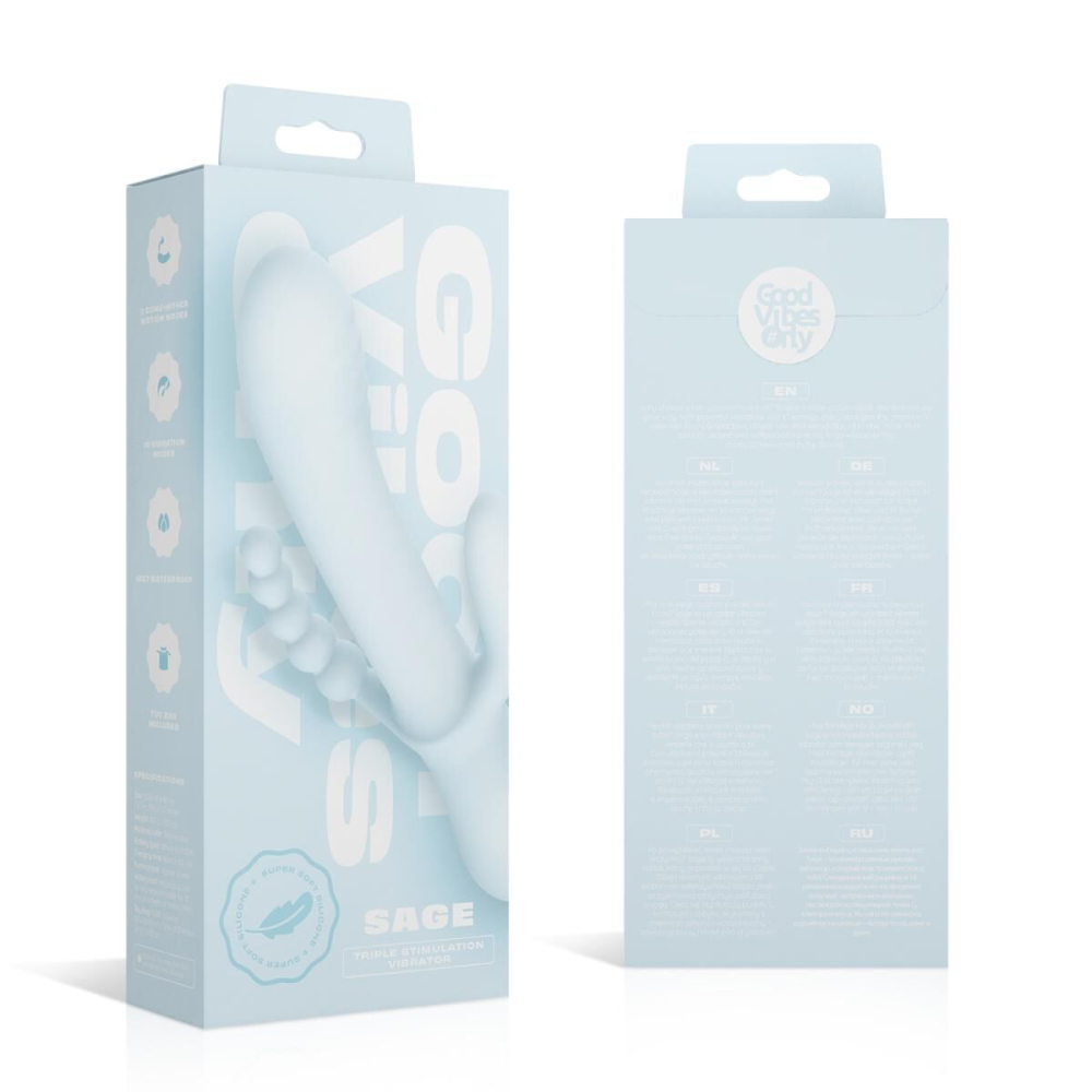 Вибратор-кролик Good Vibes Only - SAGE Triple Stimulation Vibe Soft Silicone - Blue