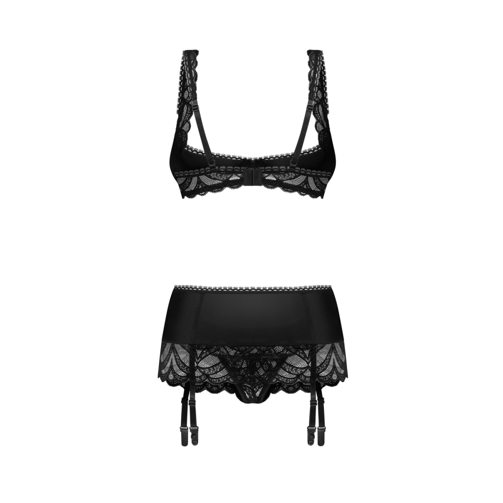 Комплект Obsessive Lecille 3-pcs crotchless set L/XL