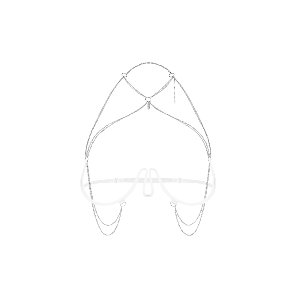 Украшение на тело Obsessive Lustique White harness bra S/M/L