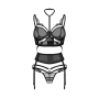 Комплект Obsessive Premisis Black 3-pcs crotchless set 2XL/3X