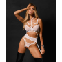 Комплект Obsessive Premisis White 3-pcs crotchless set L/XL