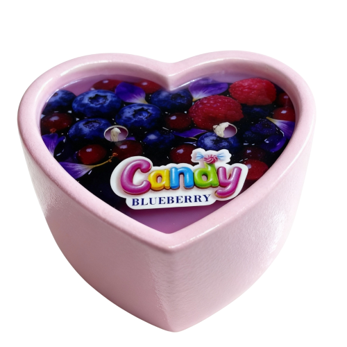 Массажная свеча с ароматом черники Candy Blueberry в форме сердца, 70 мл