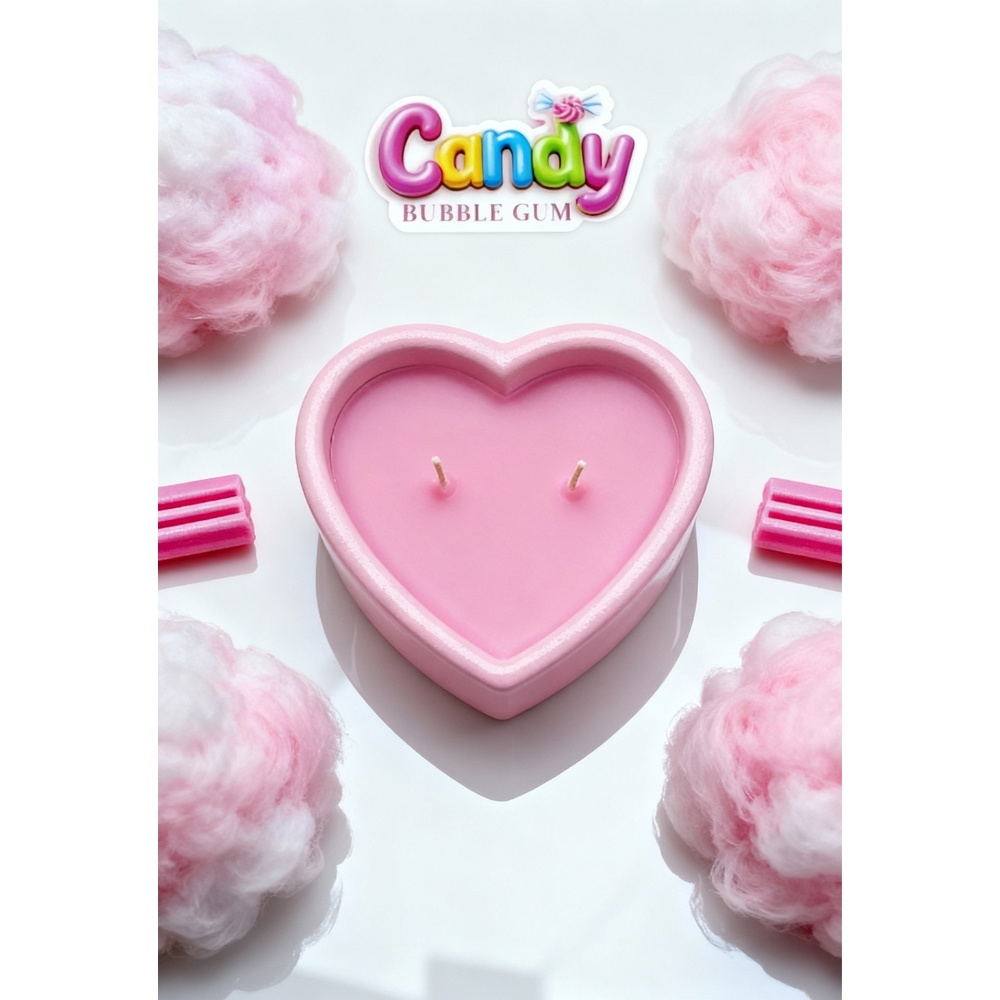 Массажная свеча с ароматом жвачки Candy Bubble Gum в форме сердца, 70 мл