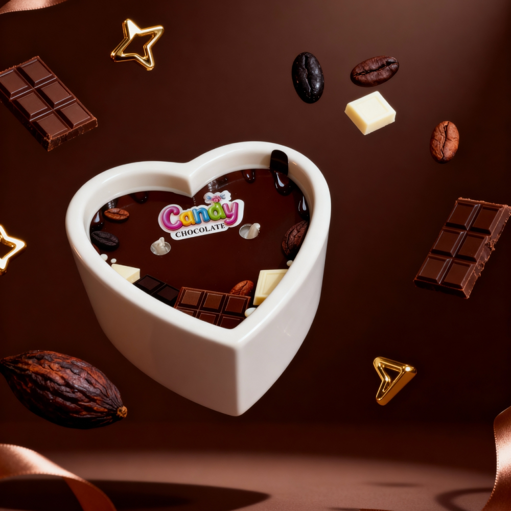 Массажная свеча с ароматом шоколада Candy Chocolate в форме сердца, 70 мл