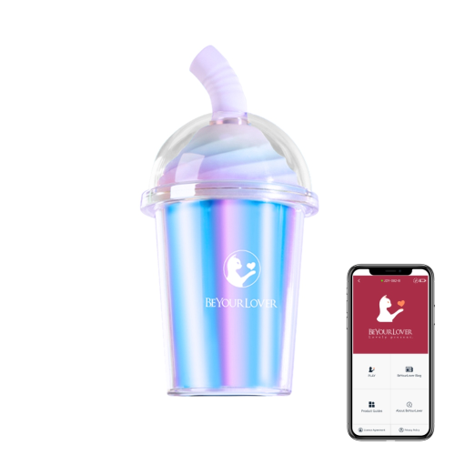 Вакуумний стимулятор в форме стаканчика для коктейля с трубочкой BeYourLover Joy Cup голубой
