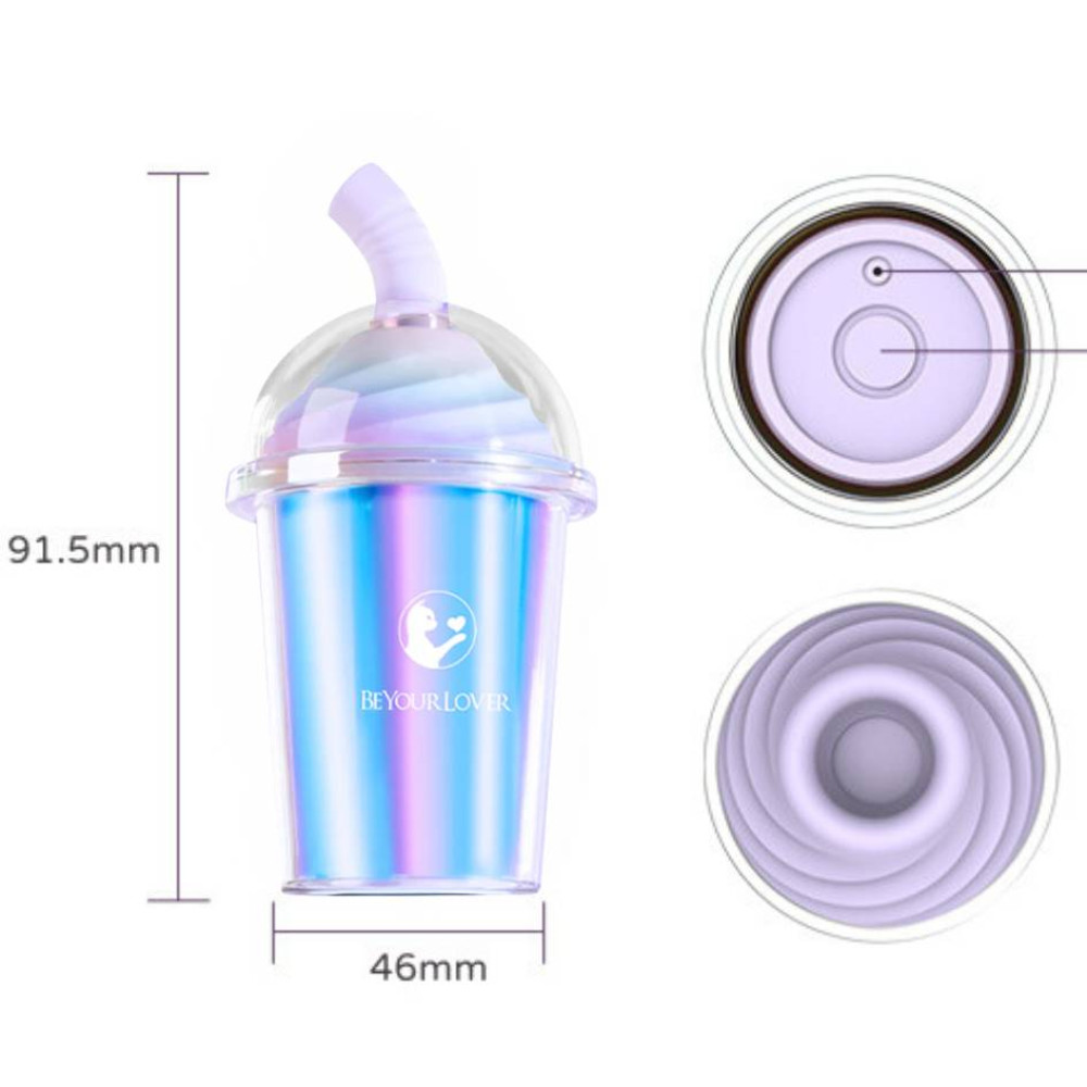 Вакуумний стимулятор в форме стаканчика для коктейля с трубочкой BeYourLover Joy Cup голубой