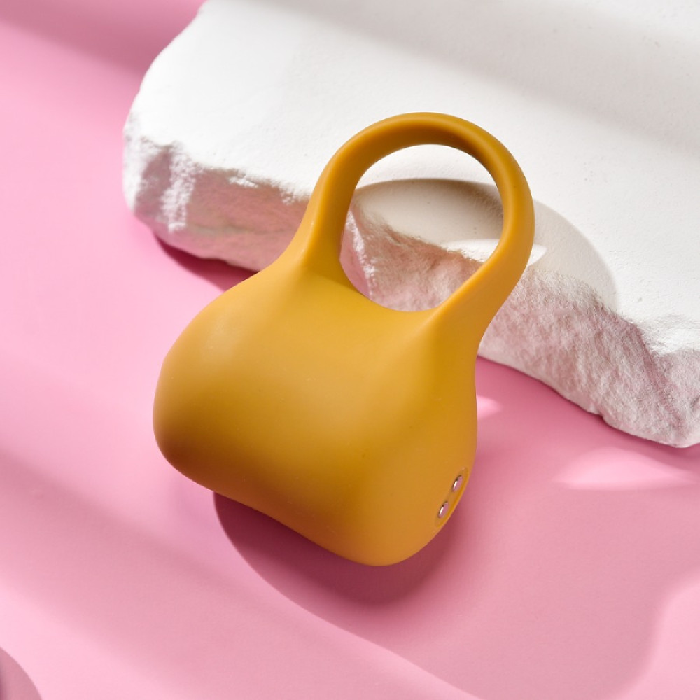 Эрекционное виброкольцо Sweet Em Silky Ring с пультом, желтое, 7.6 х 5.7 см