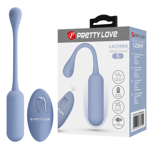 Виброяйцо вагинальное Pretty Love Lechies Dream с пультом, голубое, 18.6 х 2.8 см