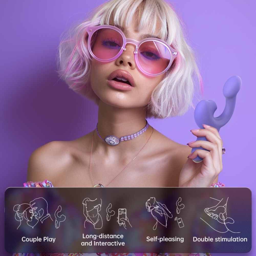Смарт-вибратор Magic Motion Ponder Purple, двойная стимуляция, виброяйцо+язычок для клитора