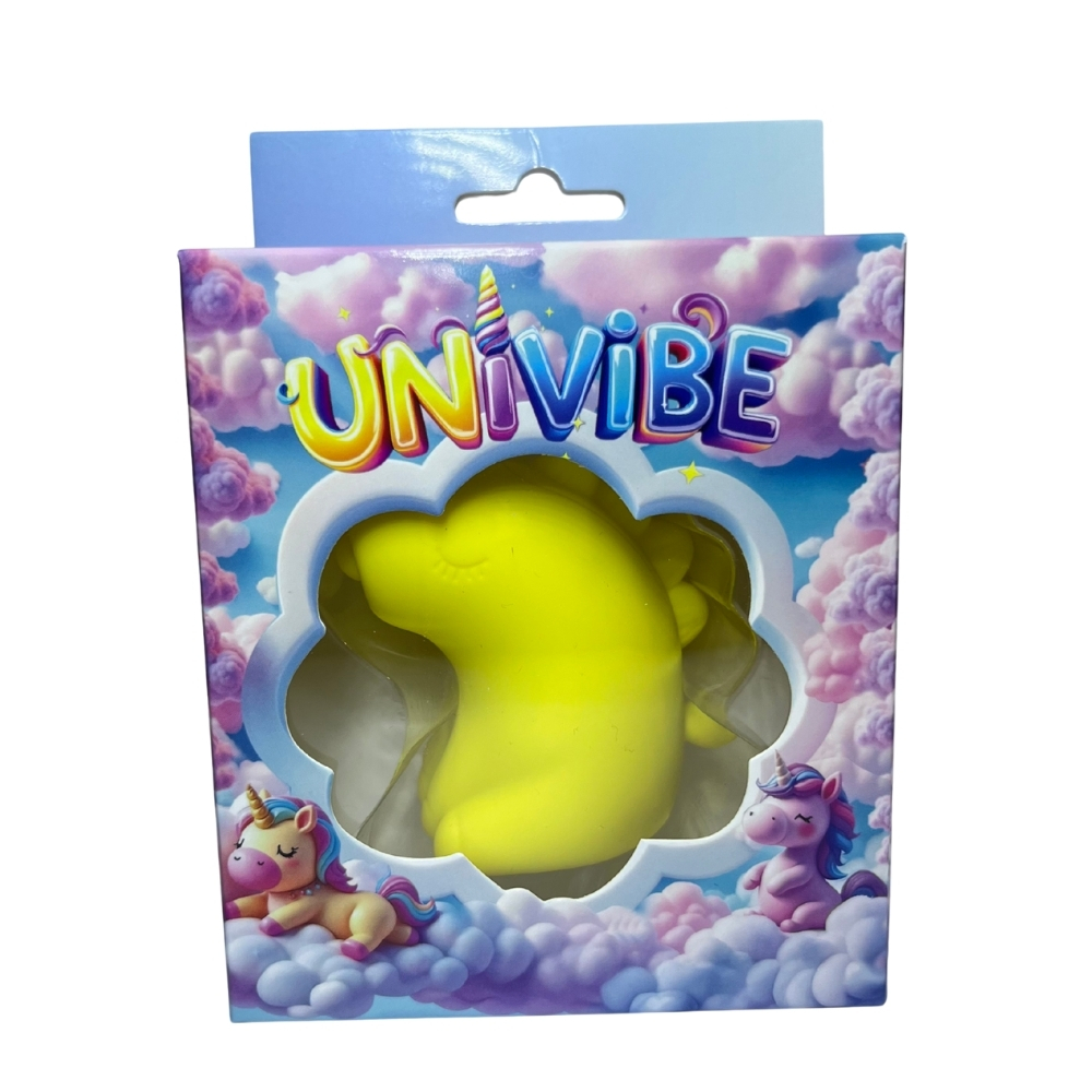 Стимулятор клитора с пульсацией UNIVIBE Единорог, 5 режимов, жёлтый