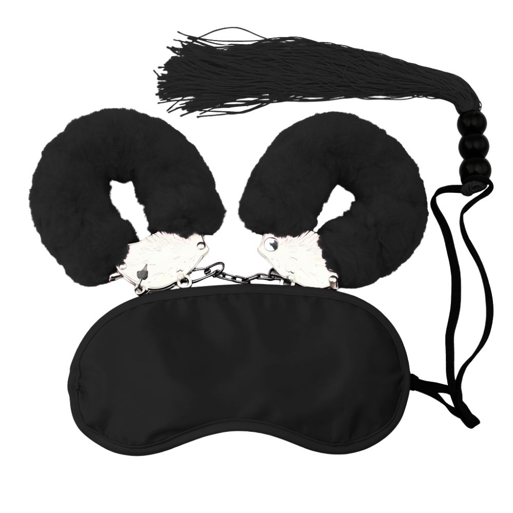 Набор БДСМ DS Fetish маска, наручники, флогер мини, черный