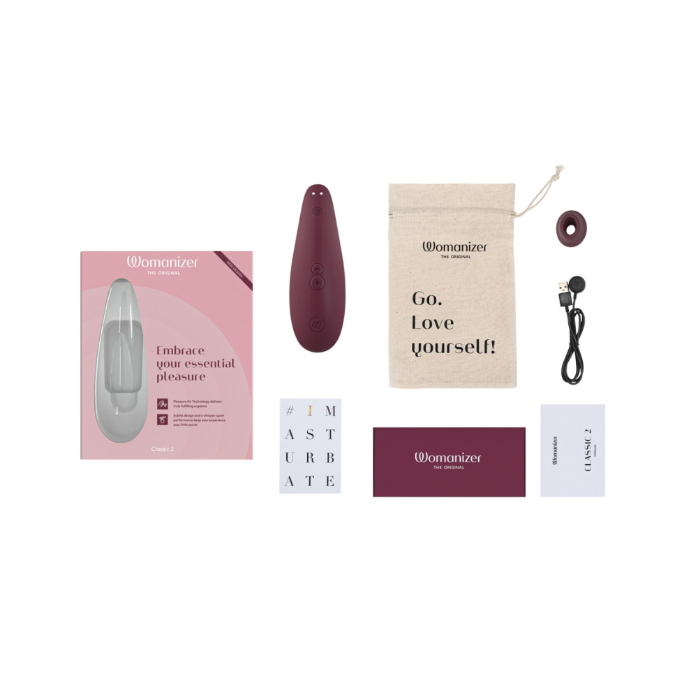 Вакуумный клиторальный стимулятор Womanizer Classic 2 - Bordeaux, 10 режимов, функция Afterglow