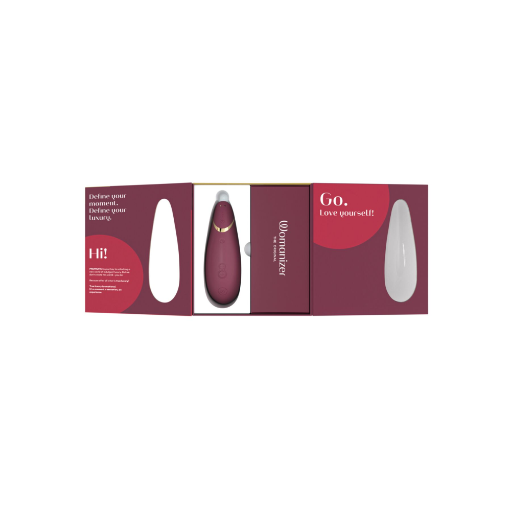 Вакуумный клиторальный стимулятор Womanizer Premium 2 - Bordeaux, функции Autopilot и Smart Silence