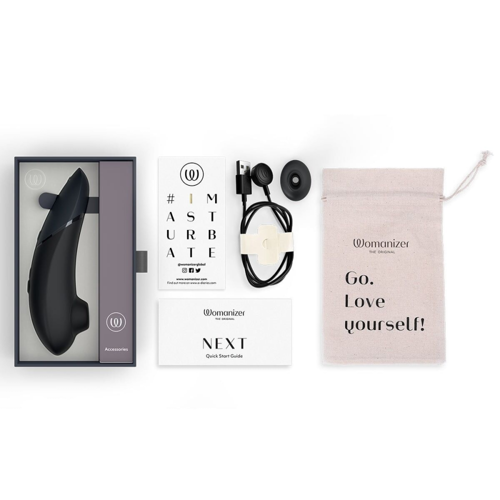 Вакуумный клиторальный стимулятор Womanizer Next Black, 3D Pleasure Air, 14 уровней интенсивности