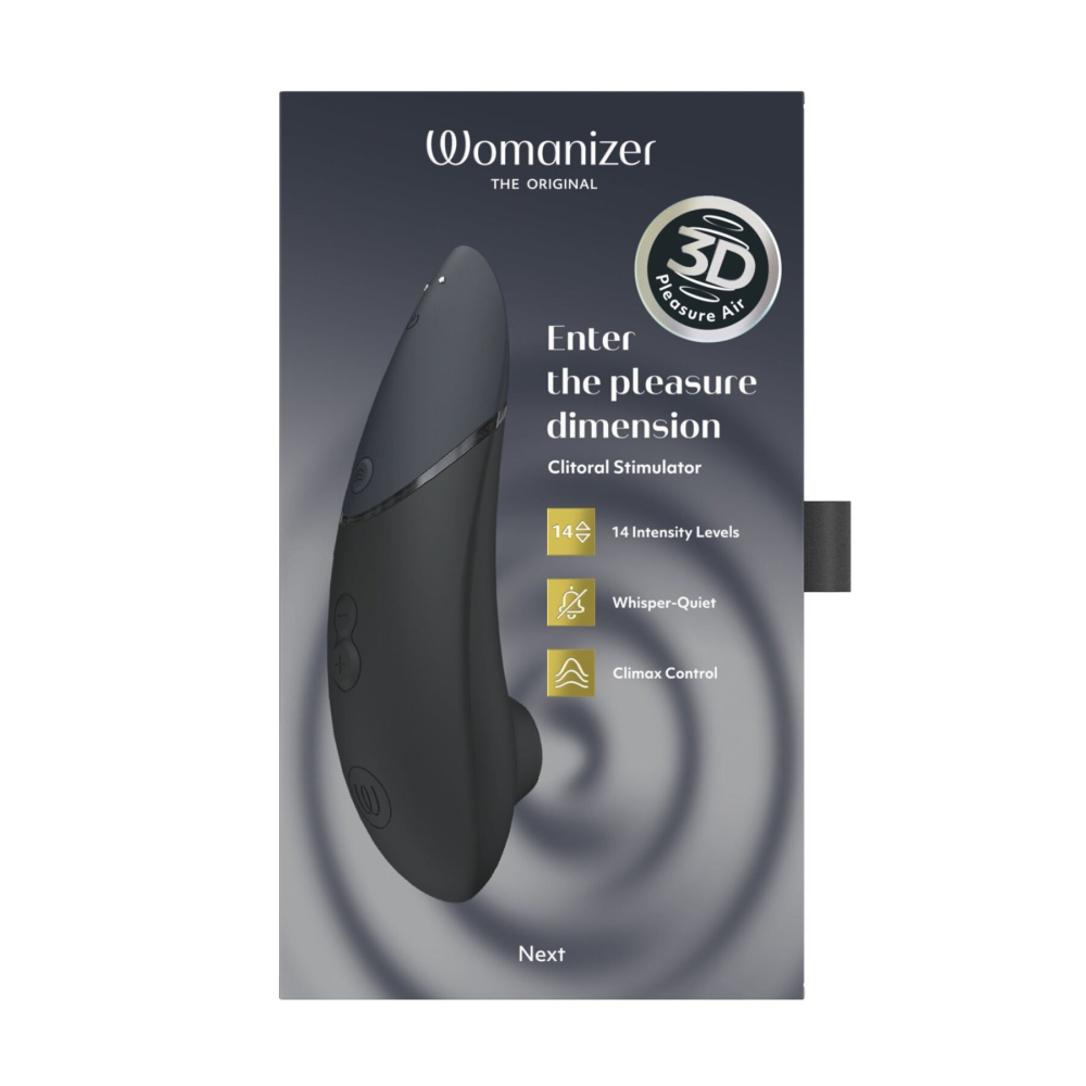 Вакуумный клиторальный стимулятор Womanizer Next Black, 3D Pleasure Air, 14 уровней интенсивности