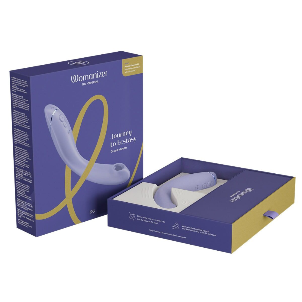 Вакуумный стимулятор для точки G и клитора с вибрацией Womanizer OG Lilac, 12 уровней, 3 режима