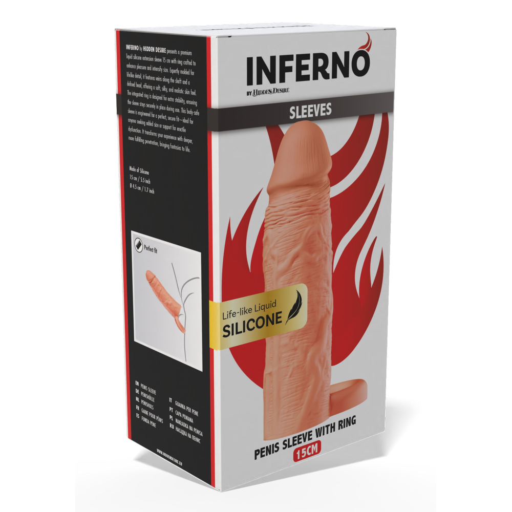 Насадка на пенис с эрекционным кольцом Hidden Desire INFERNO, 15 × 4,5 см