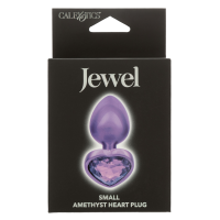 Анальная пробка CalExotics Diamond Heart Plug Small, фиолетовая, 5,7 × 3,2 см
