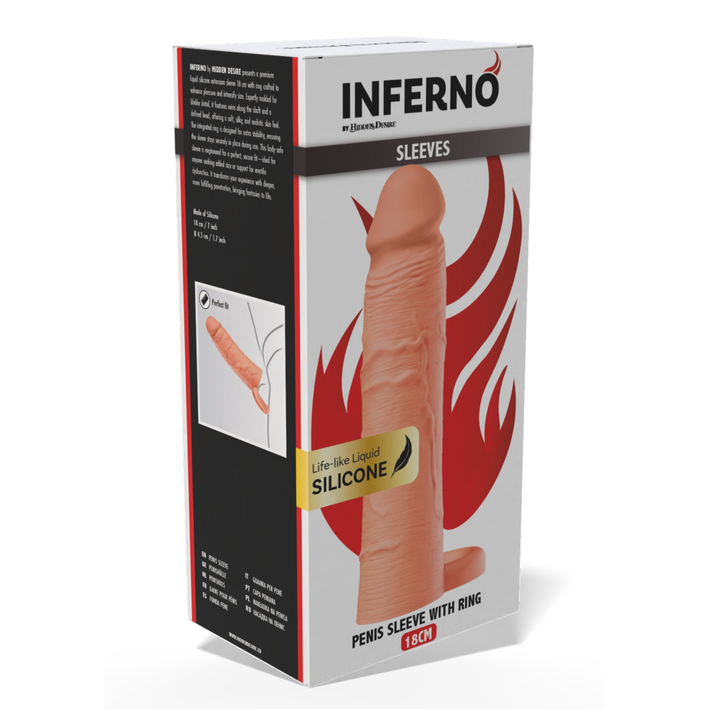 Насадка на пенис с эрекционным кольцом Hidden Desire INFERNO, 18 × 4,5 см