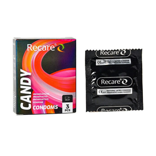 Презервативы Holographic Recare Delay Candy Condoms 3 шт, пролонгирующий эффект, конфетный аромат